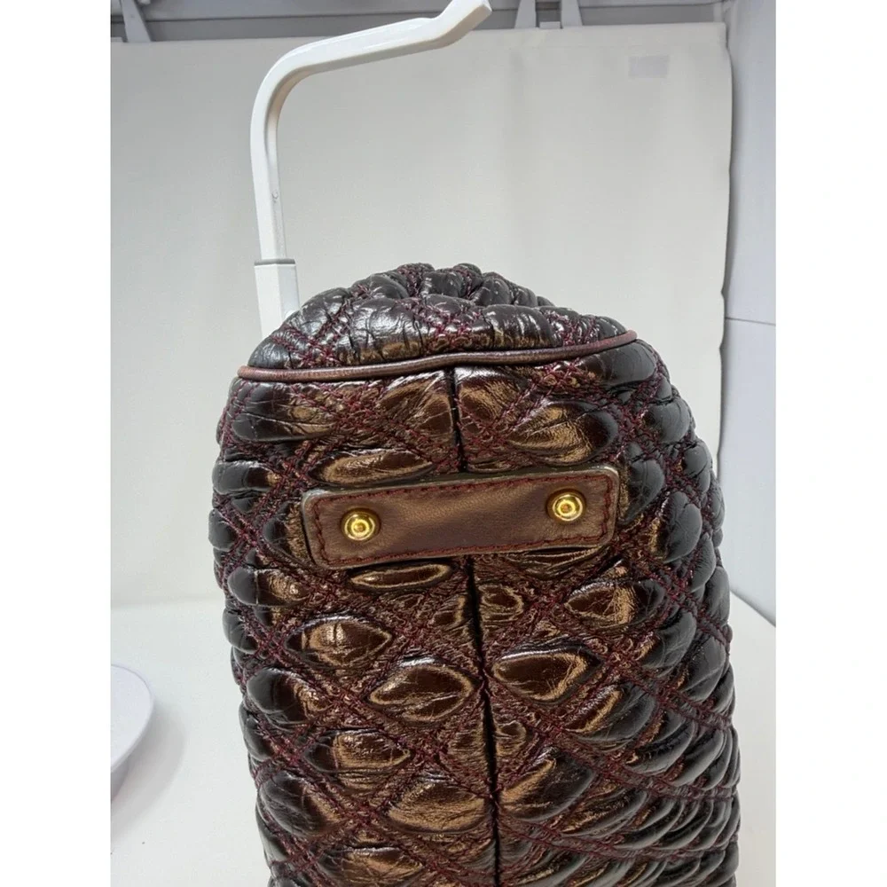Marc Jacobs Quilted Leather Stam Bag Deep Plum Maroon Contrast Stitch Fall 2007